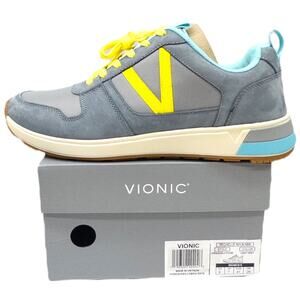 New Vionic Women's Rehelle Sneakers Light Gray Yellow Size 9